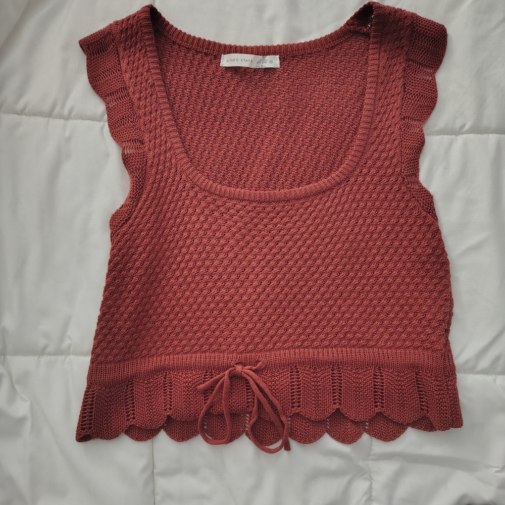 Altar'd State Red Knit Sleeveless Top
